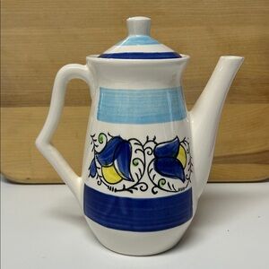 Vintage Japanese Bluebell Ceramic Teapot with Floral Design